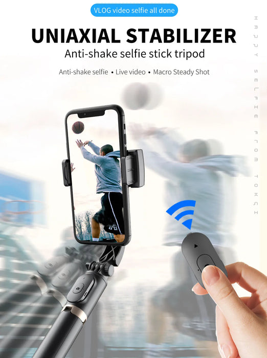 Handheld Gimbal Smartphone Bluetooth Handheld Stabilizer with Tripod Selfie Stick Folding Gimbal for Smartphone