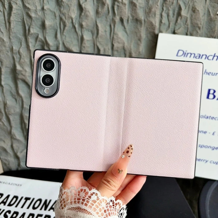 Business Leather Case for Samsung Galaxy Z Fold 8 — Pure Color, Shockproof Half-Wrap Cover (Fits Z Fold 5/6/7/8/8 Ultra)