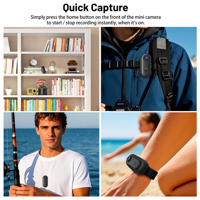 4K Mini WIFI Action Camera – 128GB Thumb-Sized POV Portable Video Recorder, IPX7 Waterproof, Helmet Mount, Vlogging Camcorder (Black)