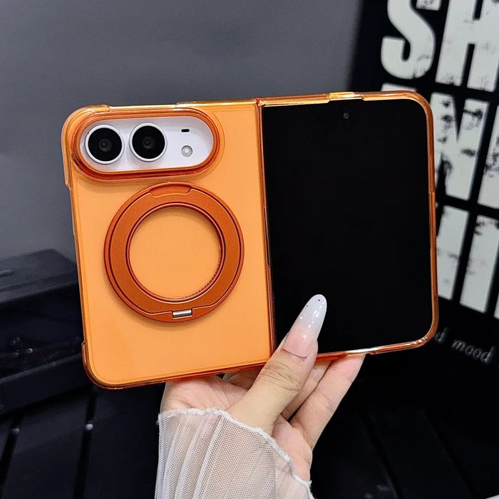 MagSafe Transparent Fold Case for iPhone Duo 18 — 360° Rotating Stand, Magnetic Camera Protection Cover