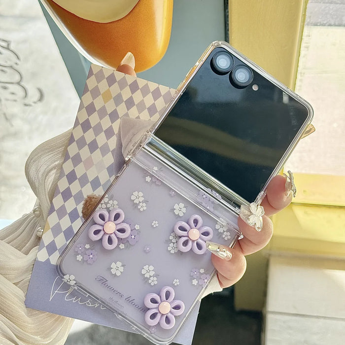 3D Flower Hinge Protection Case for Samsung Galaxy Z Flip 7 — Wrist Chain, Shockproof 2-in-1 Cover (Fits Z Flip 3–7, FE)