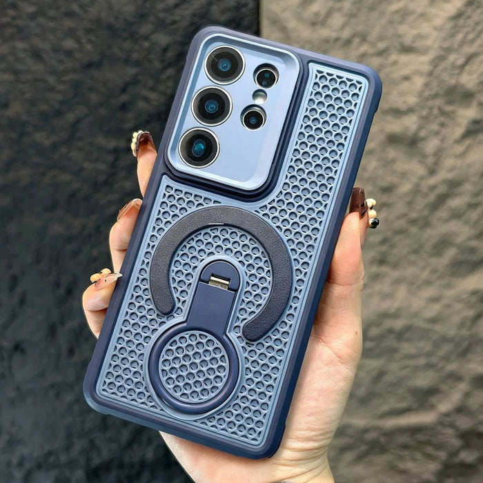 Hollow Cooling Case for Samsung Galaxy S23-S26 Ultra with 360 Rotatable Bracket and Anti-Slip Grip