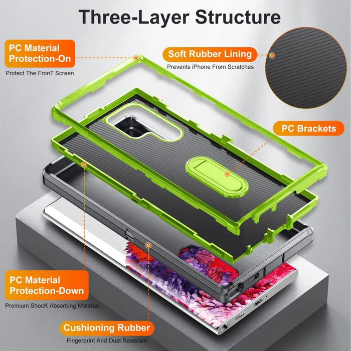 3 Layers Protection Military Grade Shockproof Heavy Duty Protective Case For Galaxy S22 Ultra S22 Plus 2022 Case with Kickstand