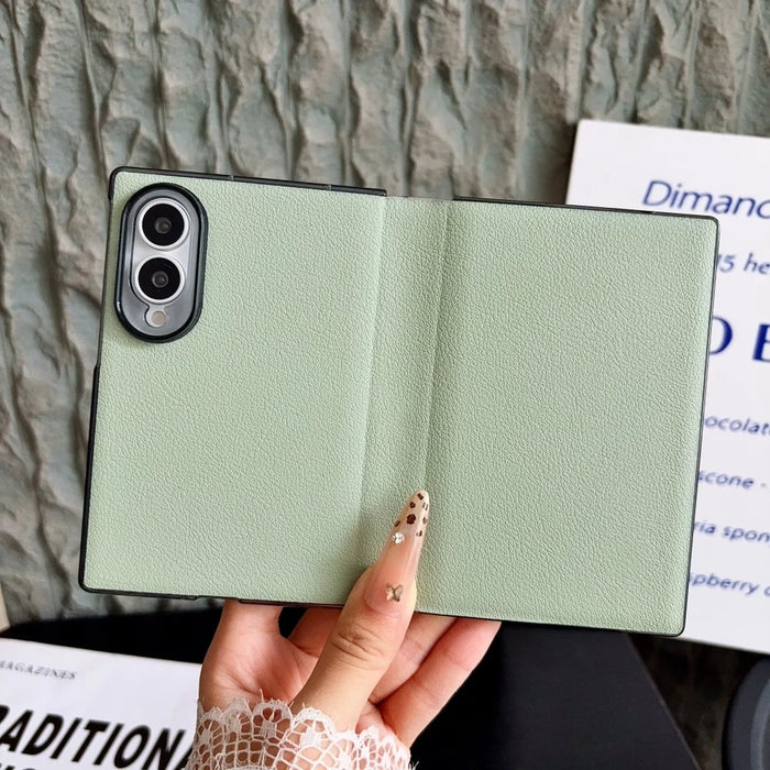 Business Leather Case for Samsung Galaxy Z Fold 8 — Pure Color, Shockproof Half-Wrap Cover (Fits Z Fold 5/6/7/8/8 Ultra)