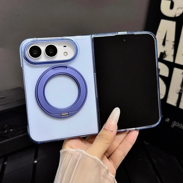 MagSafe Transparent Fold Case for iPhone Duo 18 — 360° Rotating Stand, Magnetic Camera Protection Cover