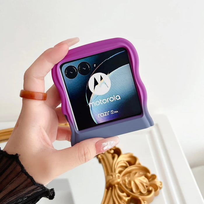 Curly Bumper Gradual Color Soft Matte Silicone Hinge Cover for Motorola Moto Razr 40
