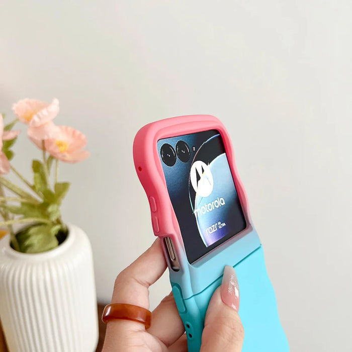 Curly Bumper Gradual Color Soft Matte Silicone Hinge Cover for Motorola Moto Razr 40
