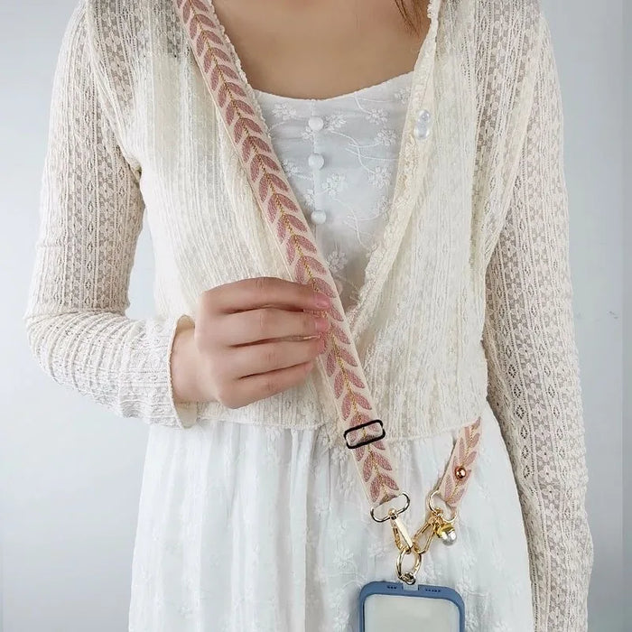 Pearl Charm Long Phone Lanyard – Anti-Loss Mobile Strap Clip with Dual Rope Design
