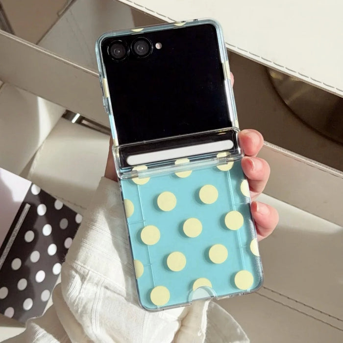 Wave Point Clear Case for Samsung Galaxy Z Flip 8 — Card Holder + Beads Bracelet Charm (Fits Z Flip 3–8)