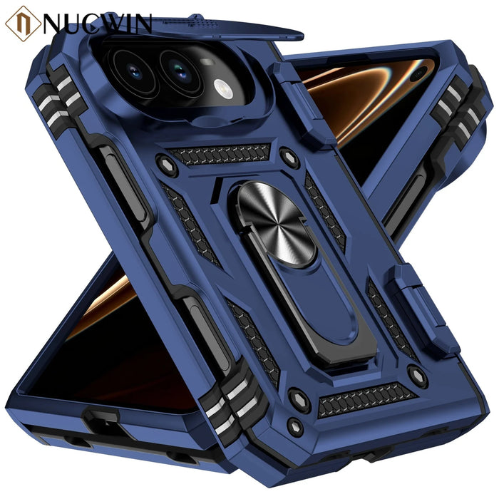 MagSafe Ring Kickstand Case for iPhone Duo 18 Fold with Slide Camera Lens Cover and Shockproof Magnetic Armor
