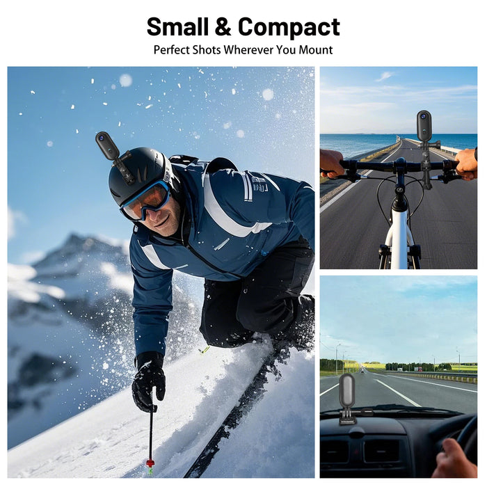 4K Mini WIFI Action Camera – 128GB Thumb-Sized POV Portable Video Recorder, IPX7 Waterproof, Helmet Mount, Vlogging Camcorder (Black)