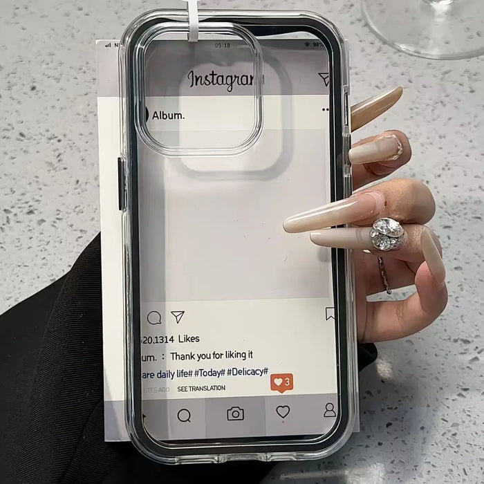 Luxury Candy-Color Frame Clear Back iPhone Case – Acrylic Shockproof Bumper Cover (iPhone 11–17 Pro Max & Plus)