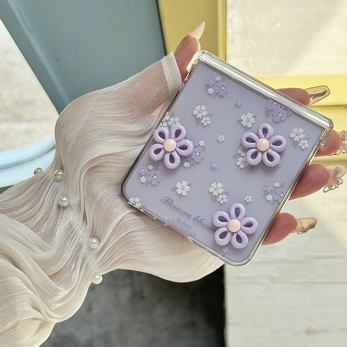 3D Flower Hinge Protection Case for Samsung Galaxy Z Flip 7 — Wrist Chain, Shockproof 2-in-1 Cover (Fits Z Flip 3–7, FE)