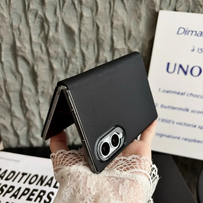 Business Leather Case for Samsung Galaxy Z Fold 8 — Pure Color, Shockproof Half-Wrap Cover (Fits Z Fold 5/6/7/8/8 Ultra)