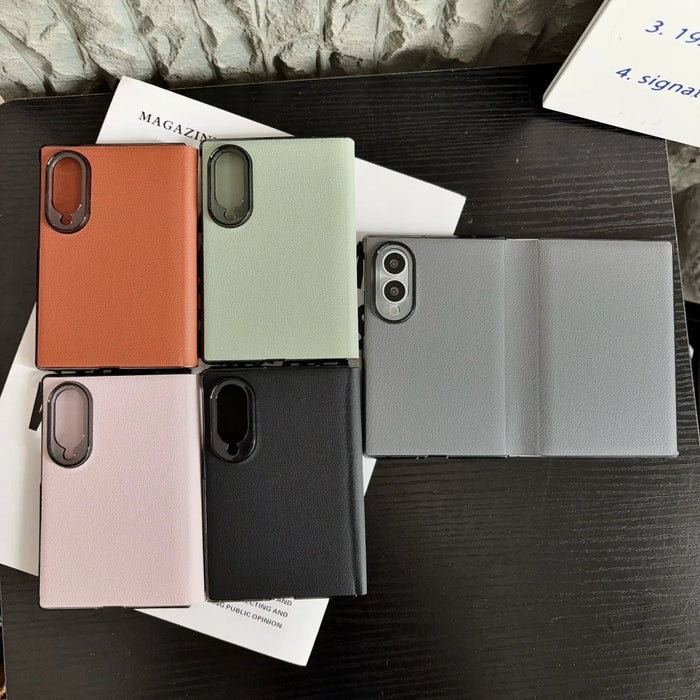 Business Leather Case for Samsung Galaxy Z Fold 8 — Pure Color, Shockproof Half-Wrap Cover (Fits Z Fold 5/6/7/8/8 Ultra)