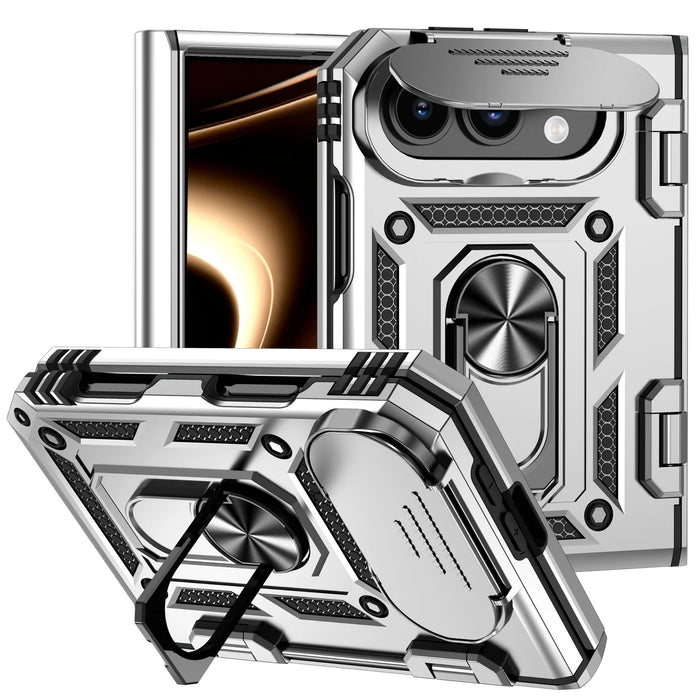 MagSafe Ring Kickstand Case for iPhone Duo 18 Fold with Slide Camera Lens Cover and Shockproof Magnetic Armor