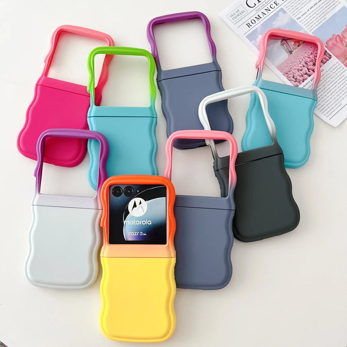 Curly Bumper Gradual Color Soft Matte Silicone Hinge Cover for Motorola Moto Razr 40