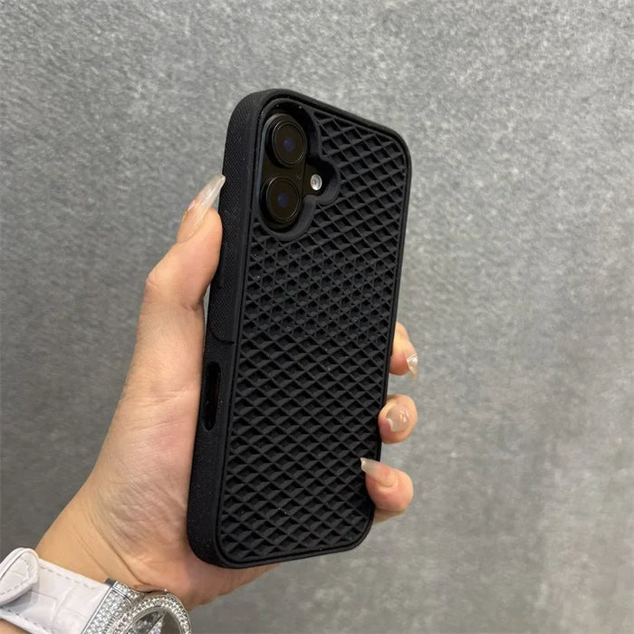 Waffle Sole Silicone Case for iPhone 11-17 with Wrist Strap Lanyard, Matte Shockproof Cover