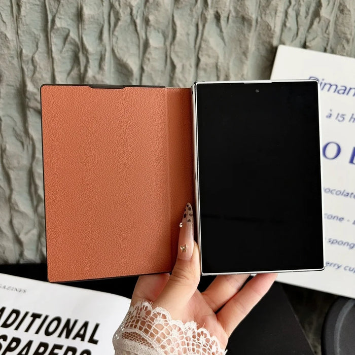 Business Leather Case for Samsung Galaxy Z Fold 8 — Pure Color, Shockproof Half-Wrap Cover (Fits Z Fold 5/6/7/8/8 Ultra)