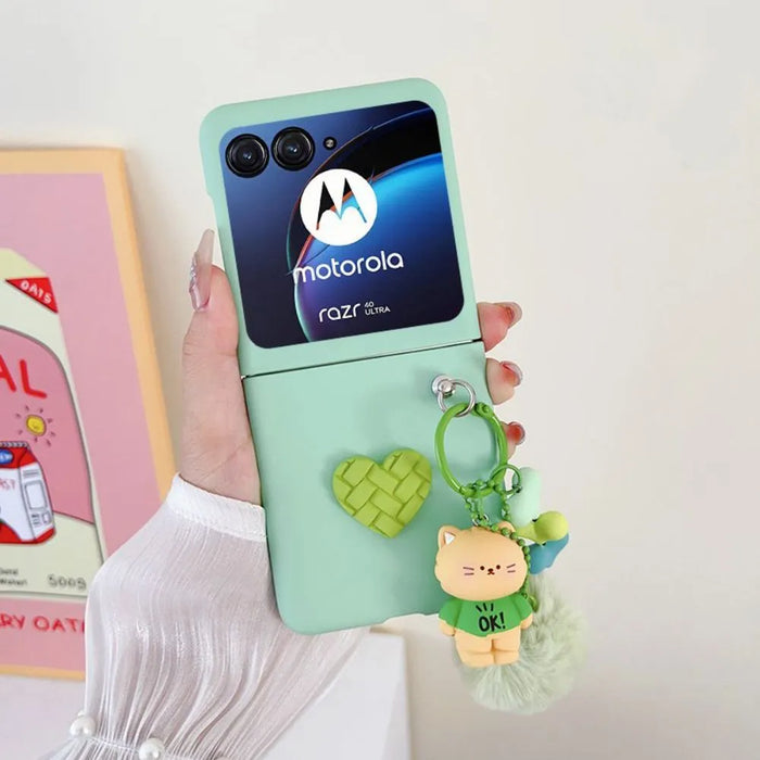 Cute Skin-Friendly Hard Back Cover With keychain For Motorola Razr 40