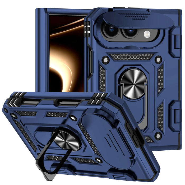 MagSafe Ring Kickstand Case for iPhone Duo 18 Fold with Slide Camera Lens Cover and Shockproof Magnetic Armor