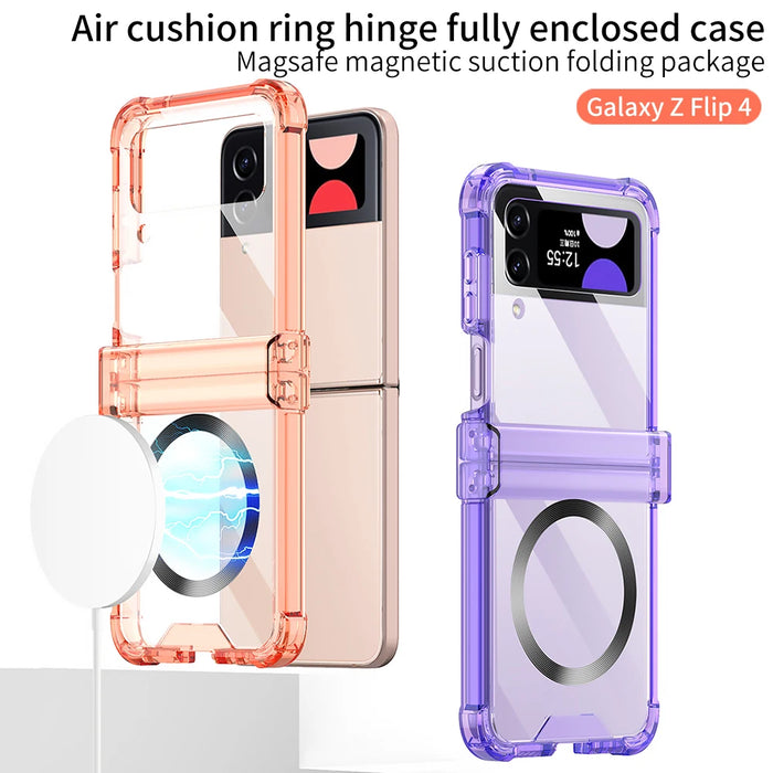 Magsafe Magnetic Transparent Folding Hinge Shockproof Hard Cover Wireless Charging Case For Samsung Galaxy Z Flip 5 4 3