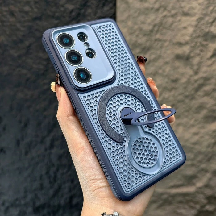 Hollow Cooling Case for Samsung Galaxy S23-S26 Ultra with 360 Rotatable Bracket and Anti-Slip Grip