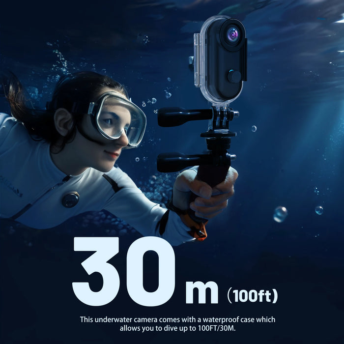 4K Mini WIFI Action Camera – 128GB Thumb-Sized POV Portable Video Recorder, IPX7 Waterproof, Helmet Mount, Vlogging Camcorder (Black)