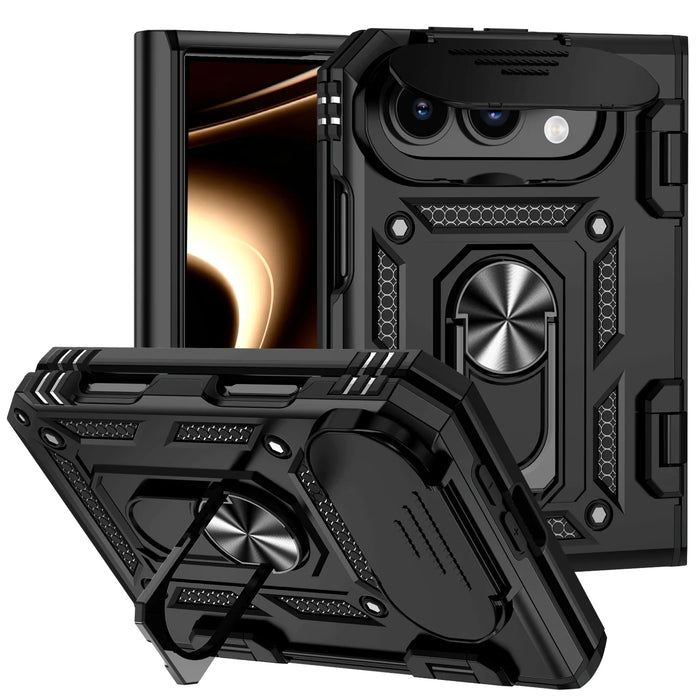 MagSafe Ring Kickstand Case for iPhone Duo 18 Fold with Slide Camera Lens Cover and Shockproof Magnetic Armor
