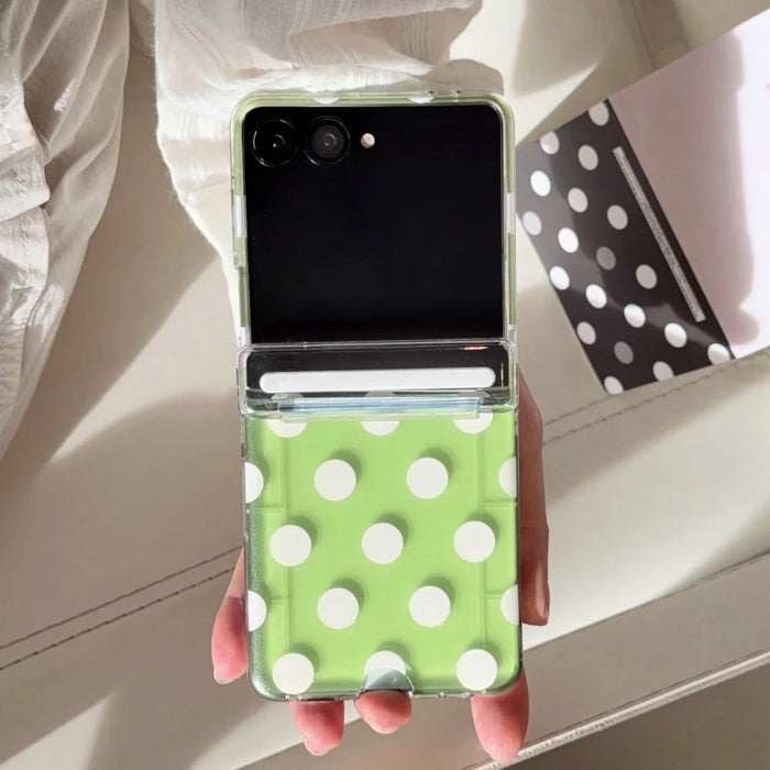 Wave Point Clear Case for Samsung Galaxy Z Flip 8 — Card Holder + Beads Bracelet Charm (Fits Z Flip 3–8)