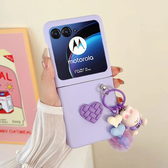 Cute Skin-Friendly Hard Back Cover With keychain For Motorola Razr 40