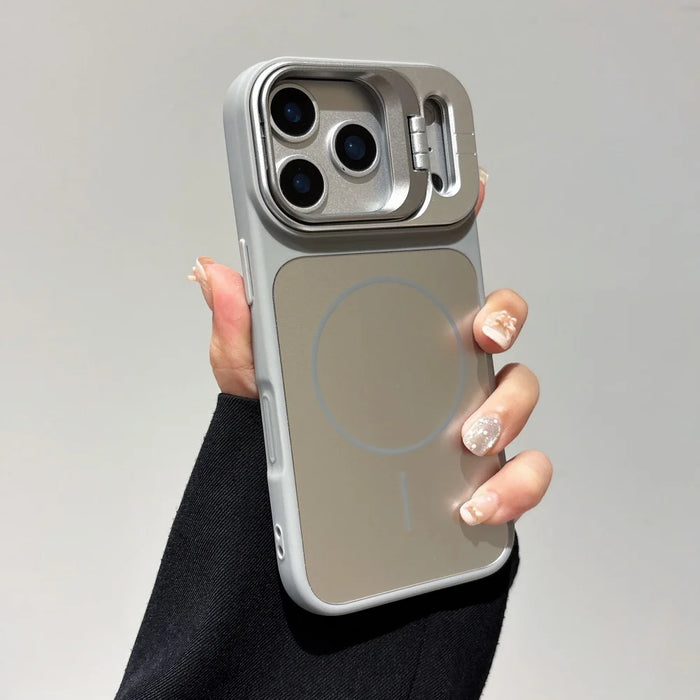 Alloy Lens Camera Holder Case for iPhone 11-18 Pro Max with MagSafe Stand and Hard PC Shockproof Cover