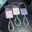 Luxury Diamond Bling Case for Samsung Galaxy Z Flip 3-8 with Pearl Chain and Shockproof Hard Cover