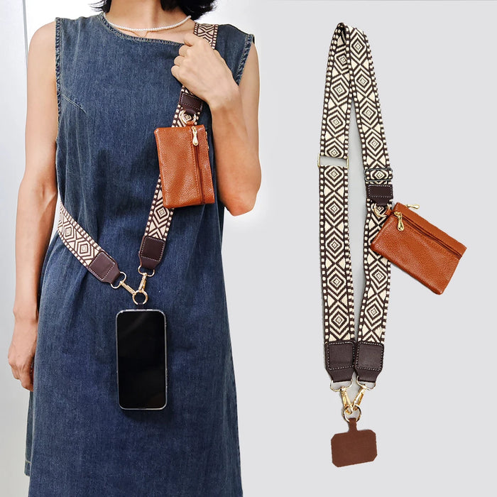 Adjustable Crossbody Phone Lanyard with Zippered Wallet Pouch