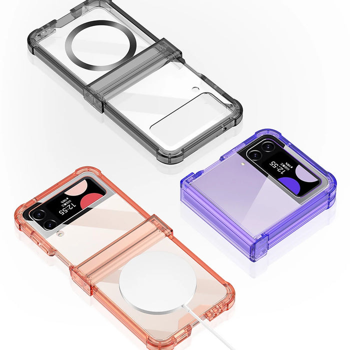 Magsafe Magnetic Transparent Folding Hinge Shockproof Hard Cover Wireless Charging Case For Samsung Galaxy Z Flip 5 4 3
