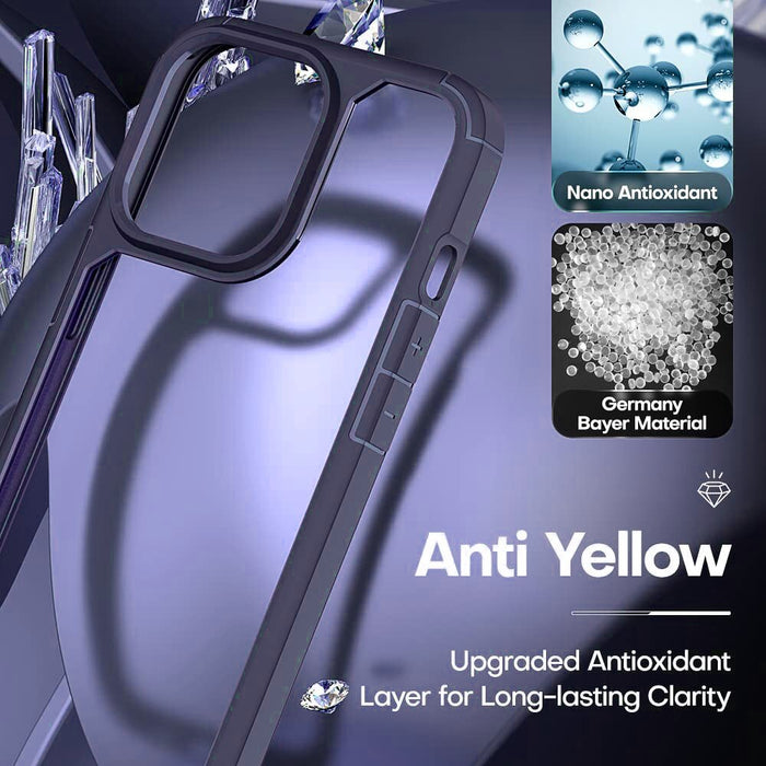 【3 in 1】Case for iPhone 14 with Tempered Glass Screen Protector Matte-Finish All-Round Protection Shockproof Cover