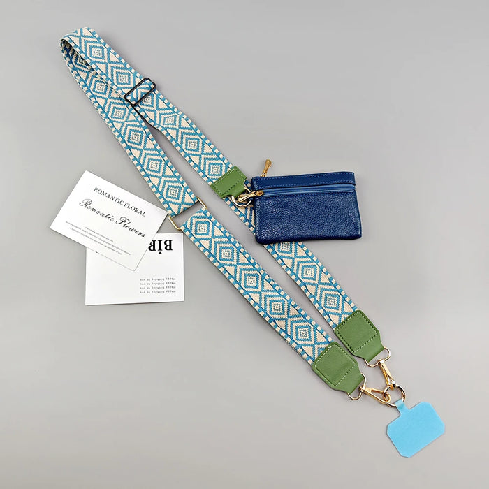Adjustable Crossbody Phone Lanyard with Zippered Wallet Pouch