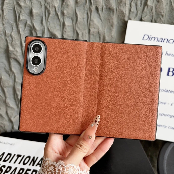 Business Leather Case for Samsung Galaxy Z Fold 8 — Pure Color, Shockproof Half-Wrap Cover (Fits Z Fold 5/6/7/8/8 Ultra)