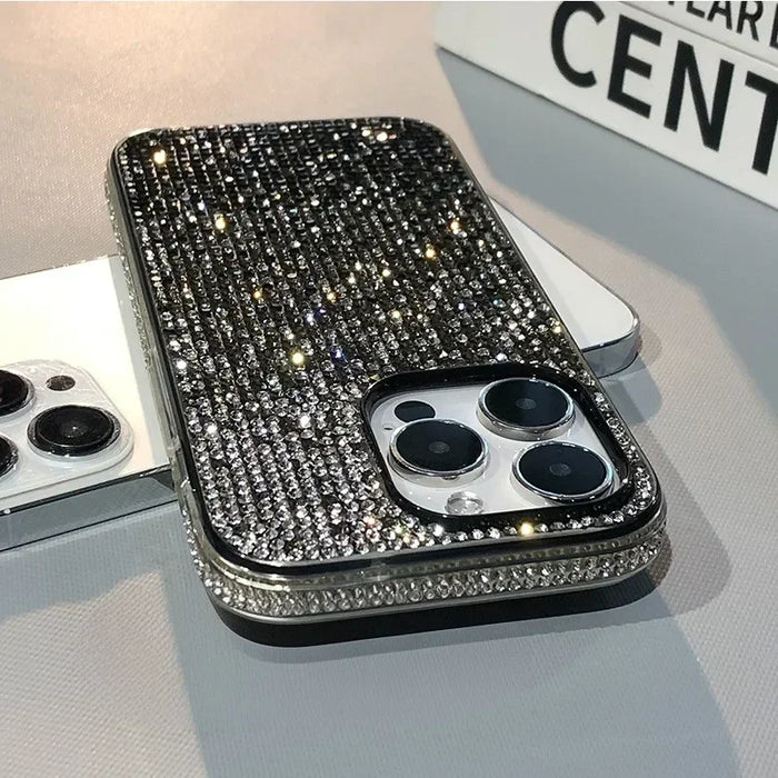 Luxury Rhinestone Camera Bumper Case for iPhone 11 Pro-18 Pro Max with Shockproof Anti-Scratch Protection