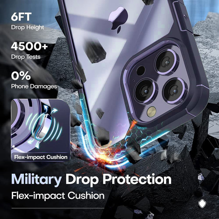 【3 in 1】Case for iPhone 14 with Tempered Glass Screen Protector Matte-Finish All-Round Protection Shockproof Cover