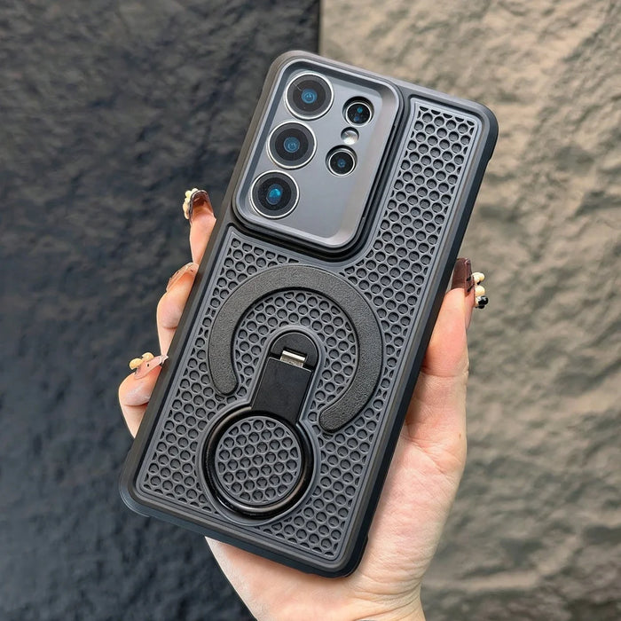 Hollow Cooling Case for Samsung Galaxy S23-S26 Ultra with 360 Rotatable Bracket and Anti-Slip Grip