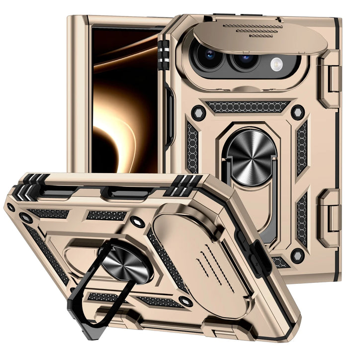 MagSafe Ring Kickstand Case for iPhone Duo 18 Fold with Slide Camera Lens Cover and Shockproof Magnetic Armor