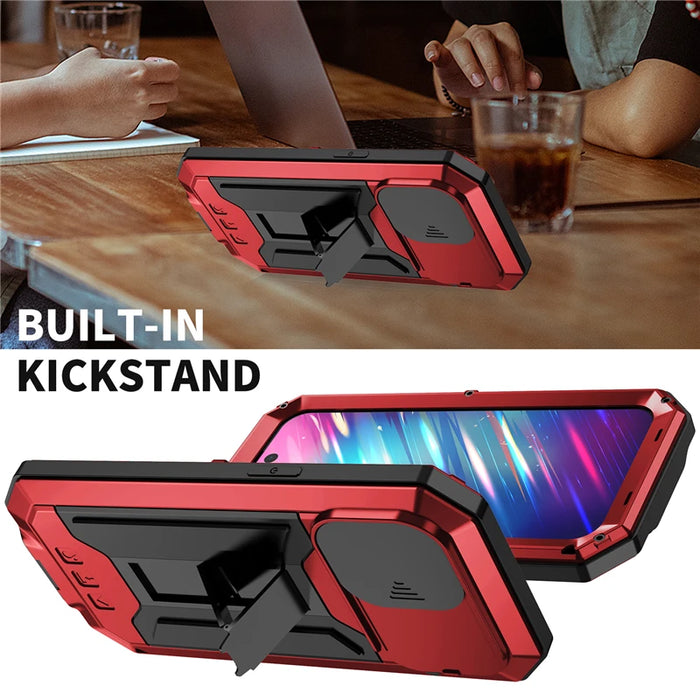 Military Grade Full-Body Rugged Built-in Kickstand Slide Camera Protective Cover Shell for iPhone 13/14