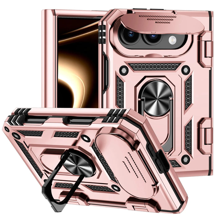 MagSafe Ring Kickstand Case for iPhone Duo 18 Fold with Slide Camera Lens Cover and Shockproof Magnetic Armor