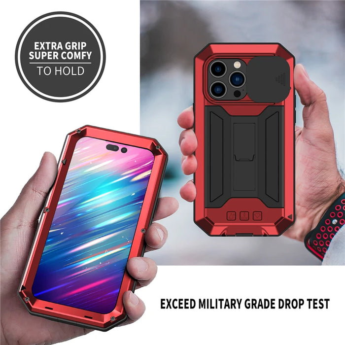 Military Grade Full-Body Rugged Built-in Kickstand Slide Camera Protective Cover Shell for iPhone 13/14