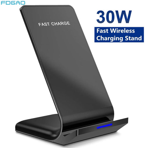 30W Qi Wireless Charger Stand Fast Charging Dock Station Phone Holder