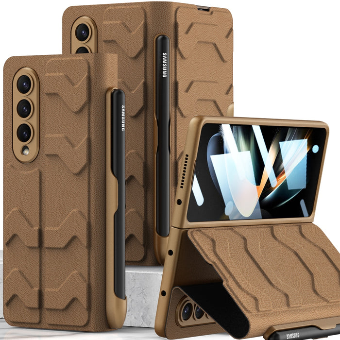 Leather Shockproof Case Cover with Pen Slot For Galaxy Z Fold 4