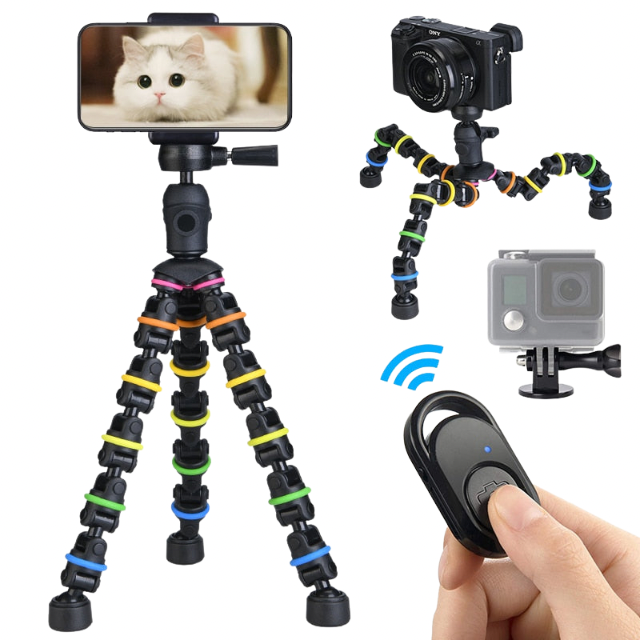 Flexible Desk Tripod with Remote for SmartPhone/Camera/Tablet