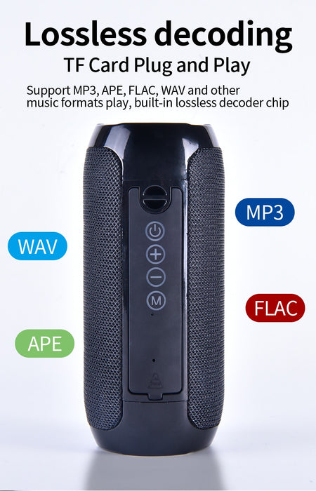 TG117 Portable Outdoor Bluetooth-compatible Speakers Waterproof Column Loudspeaker Support TF Card & FM Radio