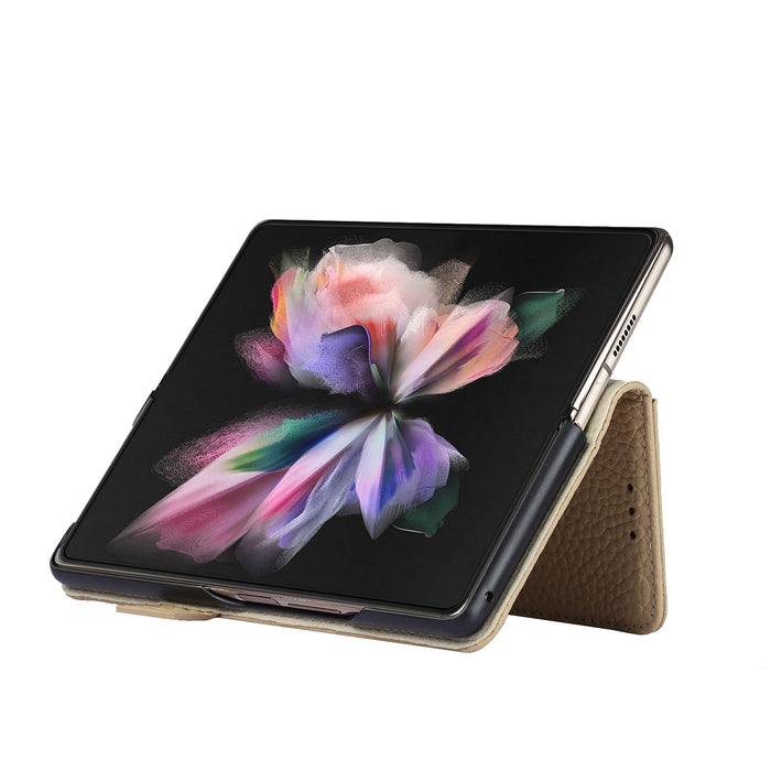Genuine Leather Wallet Case With S Pen Protective Cover For Samsung Galaxy Z Fold 3
